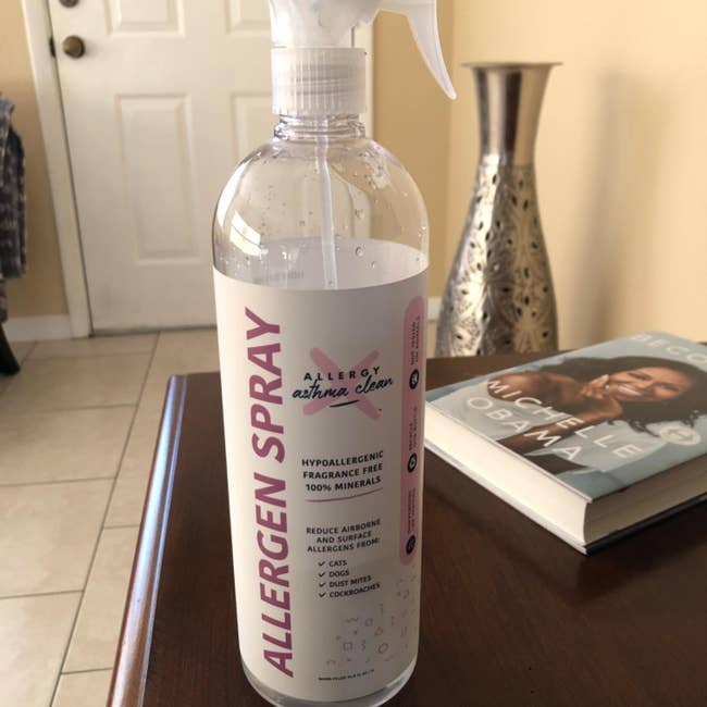 a reviewer's bottle of the spray