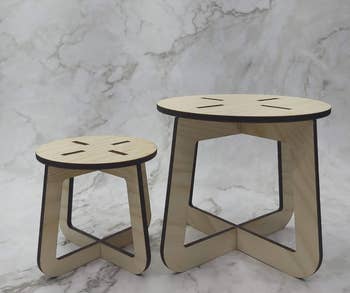 two differing heights stools