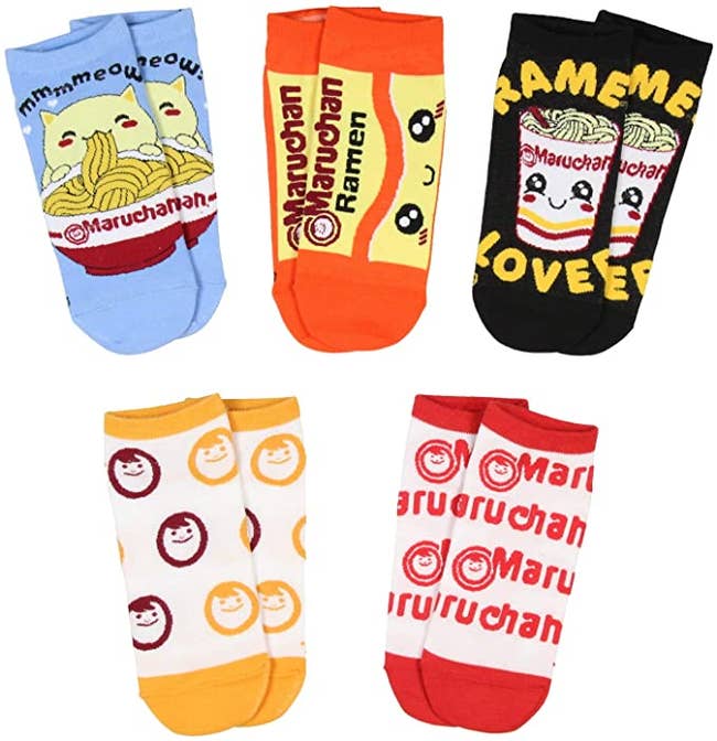 Assorted pairs of Machuran ramen logo socks