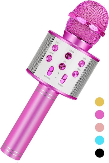 The karaoke microphone in pink