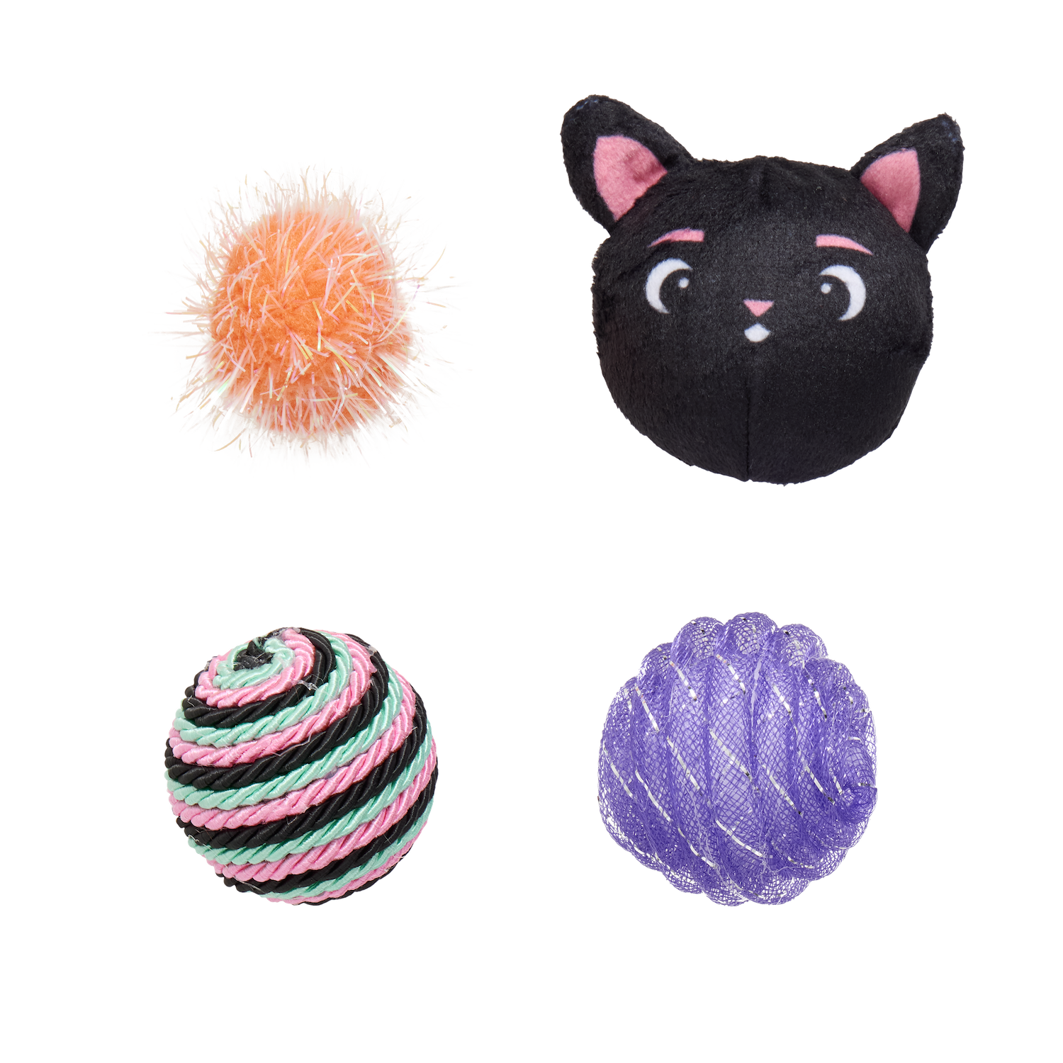 4 various cat balls