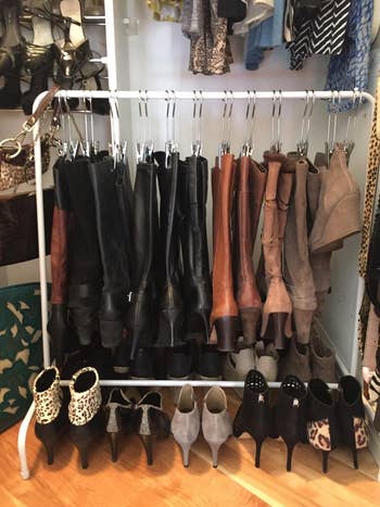 reviewer photo of boot rack in closet