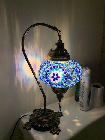 another reviewer photo of the blue-colored lamp