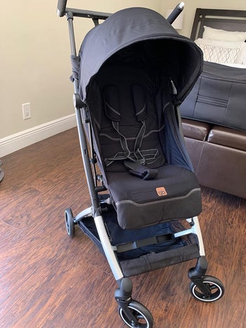 reviewer image of the stroller in grey
