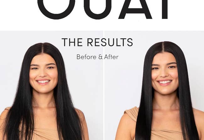 before and after results of model using condition on straight black hair