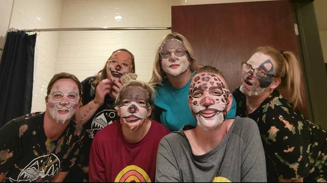 Reviewers in the animal shaped face masks 
