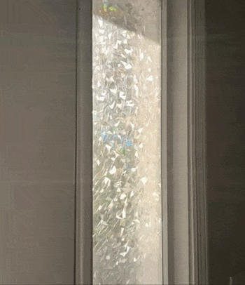 gif of reviewer showing the rainbow effect from the privacy film