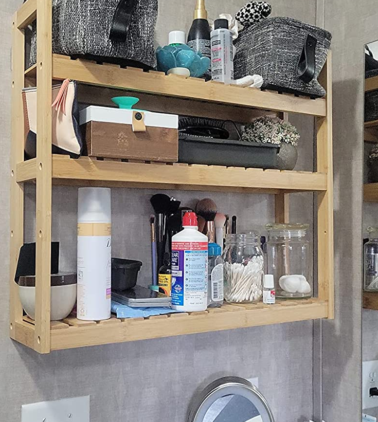 DIY Bathroom organization hack: Clear acrylic shelves  Wall mounted shelves,  Floating shelves, Bathroom organization diy