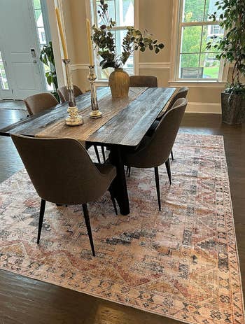 same rug under a dining table set 