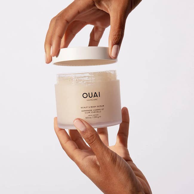 a jar of ouai scalp and body scrub