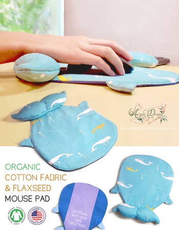 whale flaxseed mouse pad with wrist support