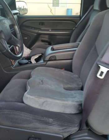 pillow placed on a car seat 