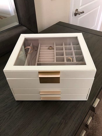 reviewer photo of white and gold jewelry box