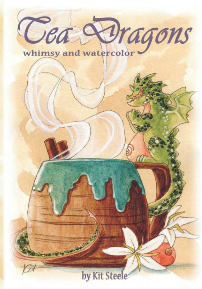 the book cover depicting a dragon perched on the side of a steaming cup 