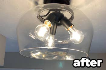 Reviewer photo of clean glass light fixture after using microfiber cloths