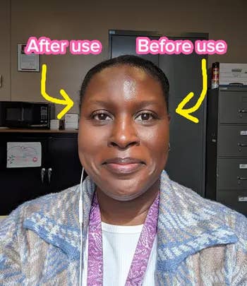 reviewer showing skincare results with 