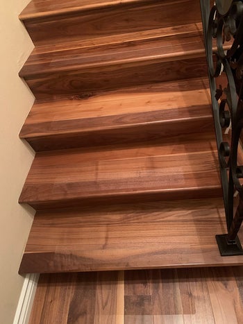 zoomed out reviewer photo of stairs that have the treads on them but the treads are totally invisible