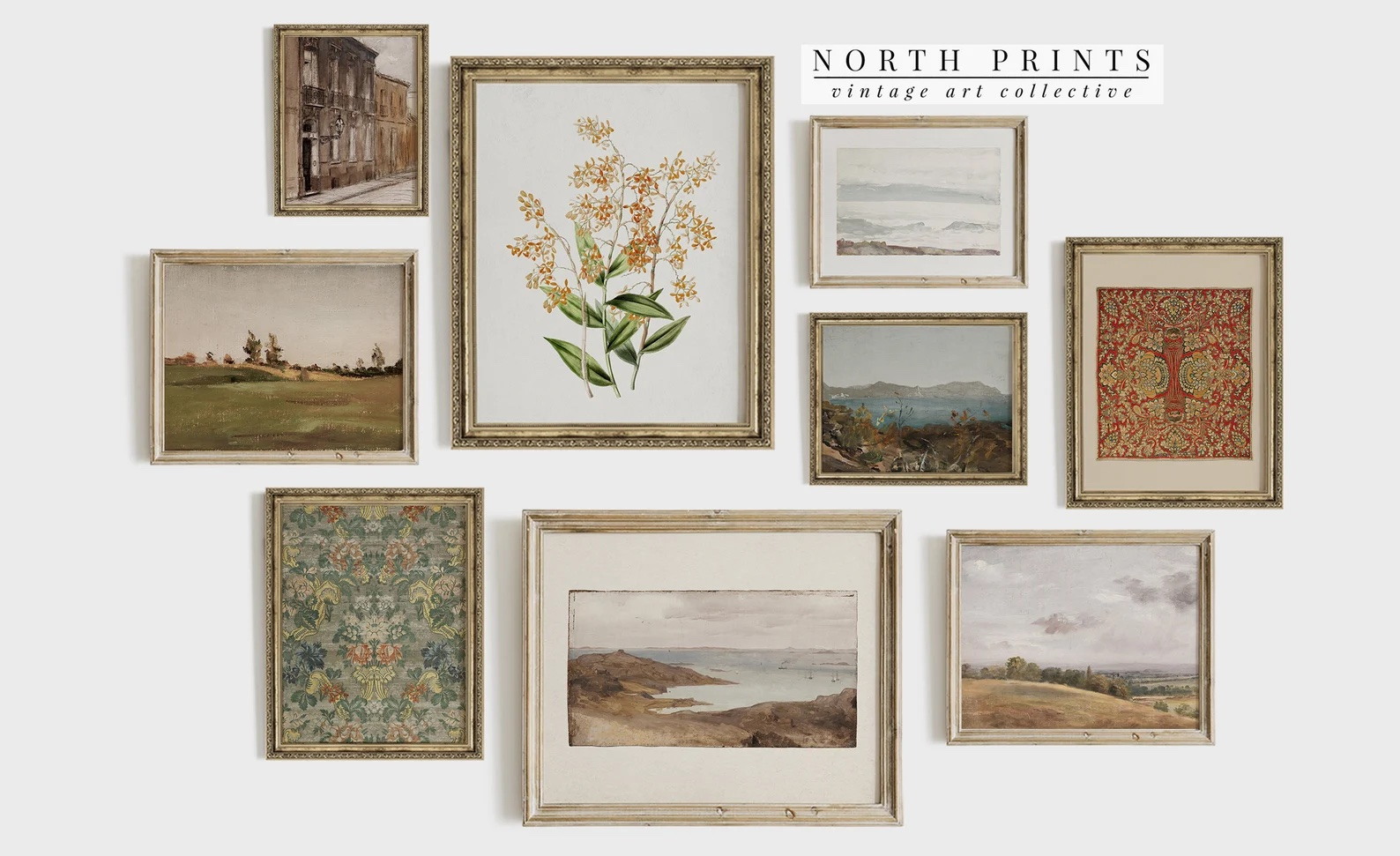 various pieces of framed art