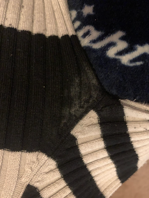reviewer photo of deodorant stain on a sweater
