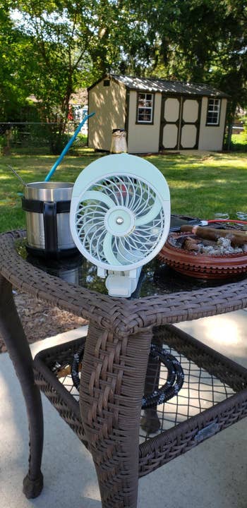 the misting fan on a table