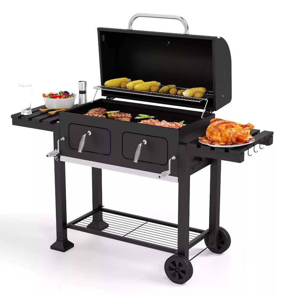 a grill with food on it