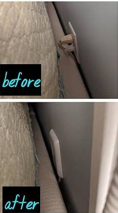 Before and aft photos showing a furniture positioned person to a wall, with a level plug replacing a modular plug for much abstraction efficiency