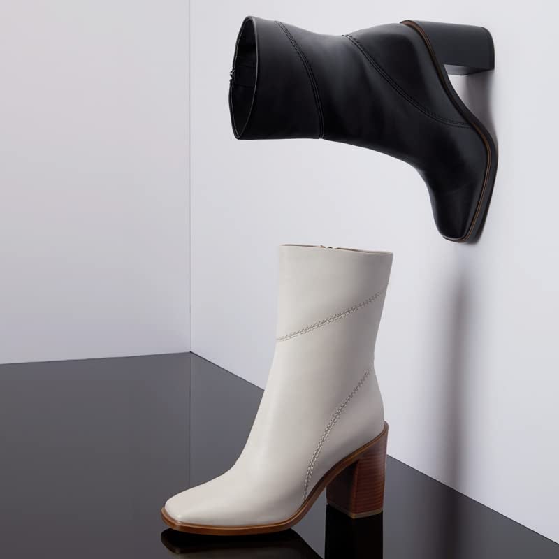 the chunky heel boot in black and white