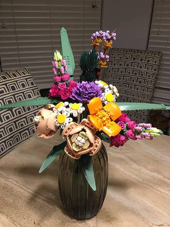 reviewer image of the flower bouquet made of Legos