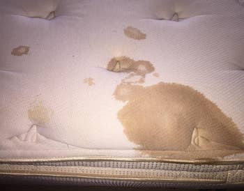 reviewer's mattress with large stain