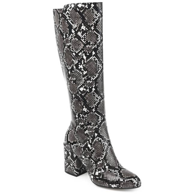 the black and white snake print boot