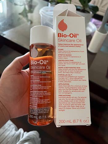 a reviewer's bottle of bio-oil