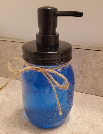 Reviewer image of soap dispenser with blue soap