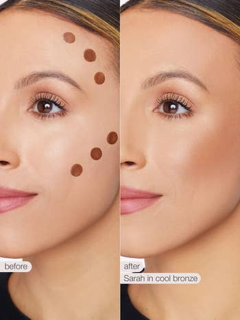Before-and-after examination  of a person's look   showing constitution  exertion  utilizing Tarte Sculpt Tape contour bronzer