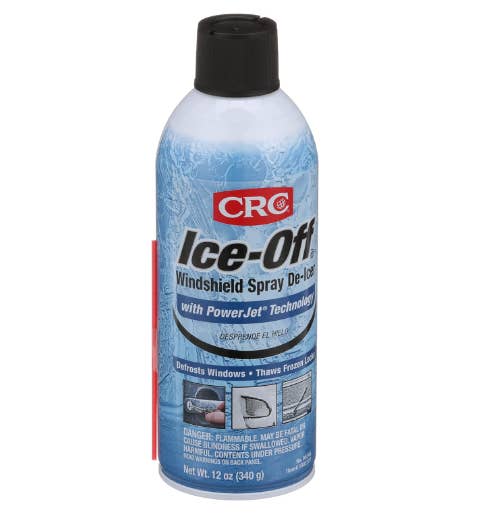 bottle of CRC windshield de-icer spray