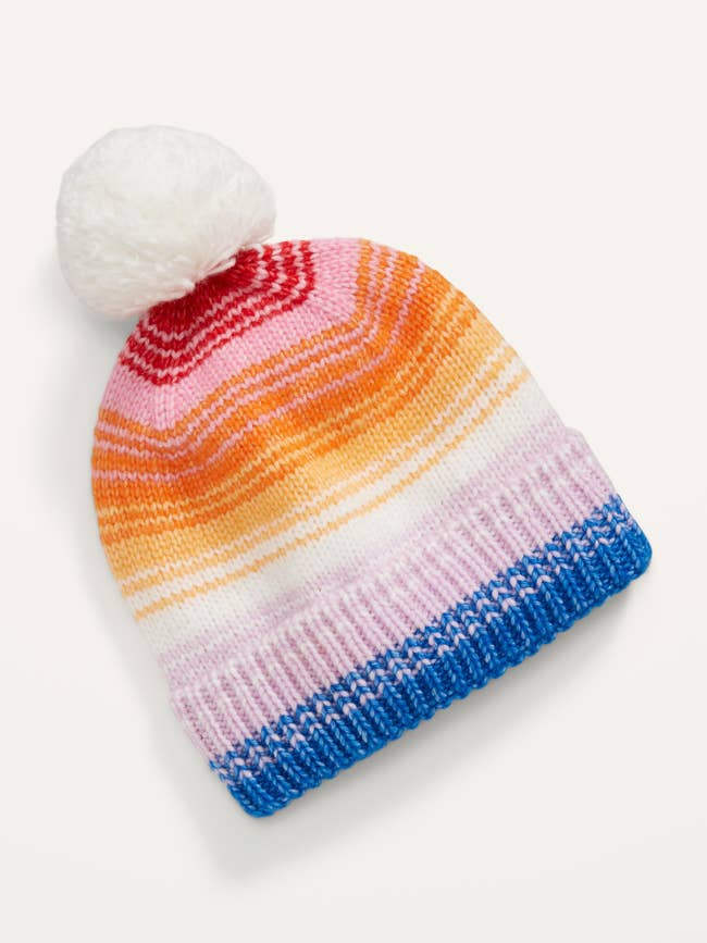 Colorful, striped winter hat