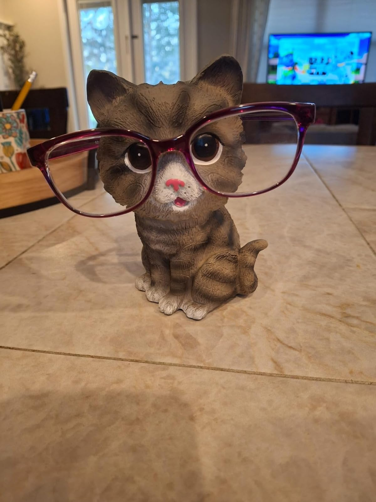 Soporte gatuno de cerámica para gafas