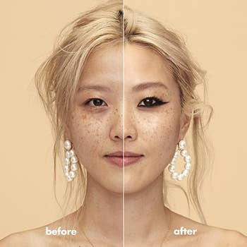model showing before and after using the poreless putty