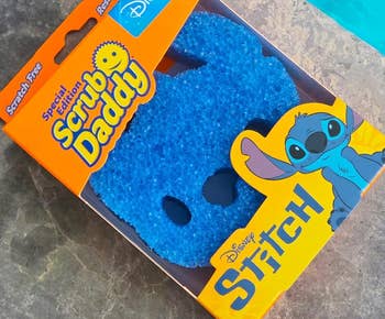 Scrub Daddy sponge successful a Stitch variation package