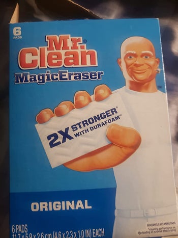 Reviewer photo of pack of Mr. Clean magic erasers