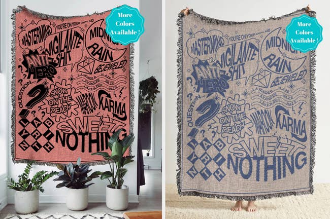 Two images of the blanket in two different colors