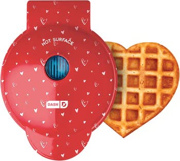 red heart print heart shaped waffle version