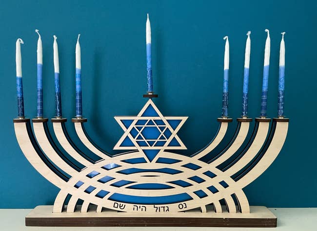 a menorah with candles 