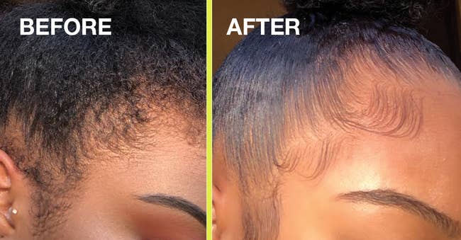 Before and aft representation showing hairstyle with sleek edges