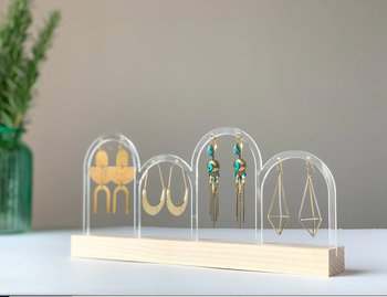 clear arch earrings display