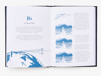 Open book showcasing an illustrated page with diagrams of a natural phenomenon and accompanying explanatory text