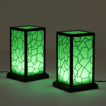 a gif of a pair of lamps changing colors 