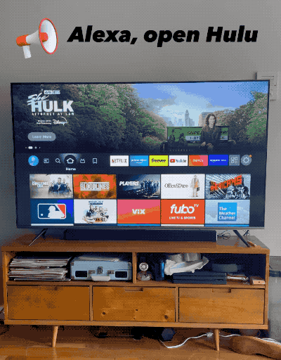 a buzzfeeder's Amazon Fire TV opening Hulu by Alexa voice command