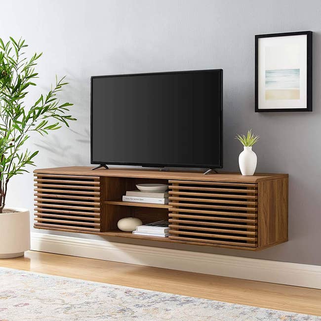 Image of the brown TV stand