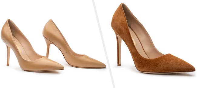 Two images of heels in different shades