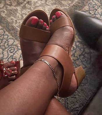 Image of reviewer wearing brown sandals